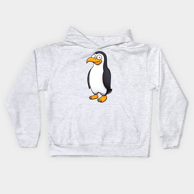 Cute Happy Cartoon Penguin Kids Hoodie by TheMaskedTooner